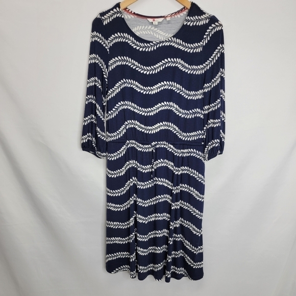 BODEN three quarter sleeve Knee length Casual Soft waist tie Size 8 - Picture 4 of 11